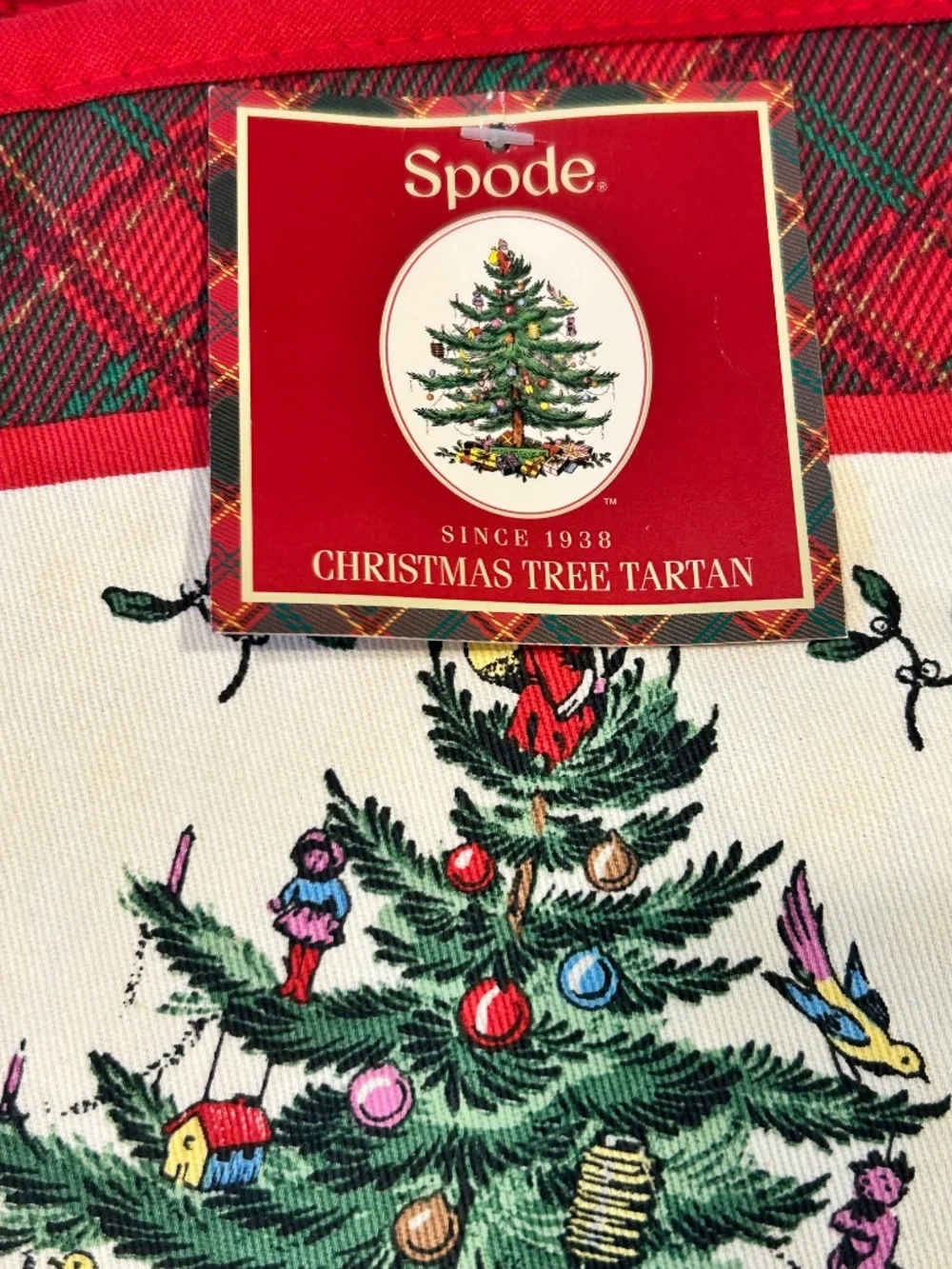 New Spode Christmas Tree Tartan Plaid Oven Mitt & Pot Holder Set